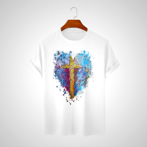 Classic Cross My Heart Christian T-Shirt - White, Black, Khaki & More