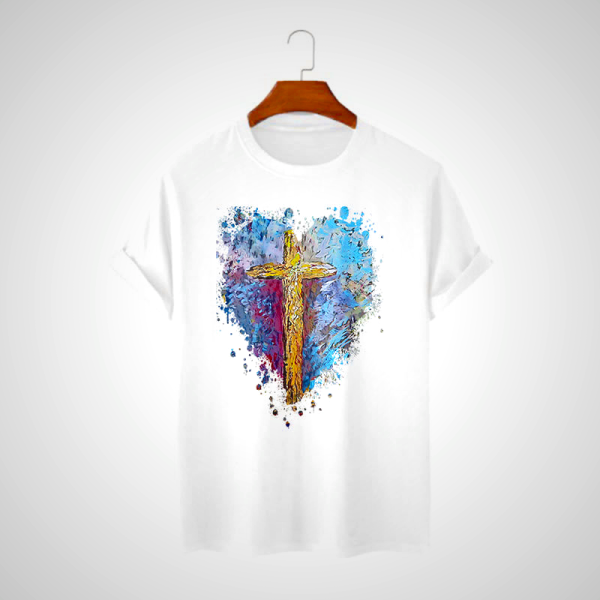Classic Cross My Heart Christian T-Shirt - White, Black, Khaki & More