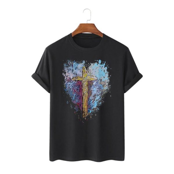 Christianartworkshop Classic Style Cross my Heart Short Sleeve T-shirt