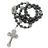 Miraculous Medal & Crucifix of 8 mm Round Black Gallstone Nylon Cord Rosary