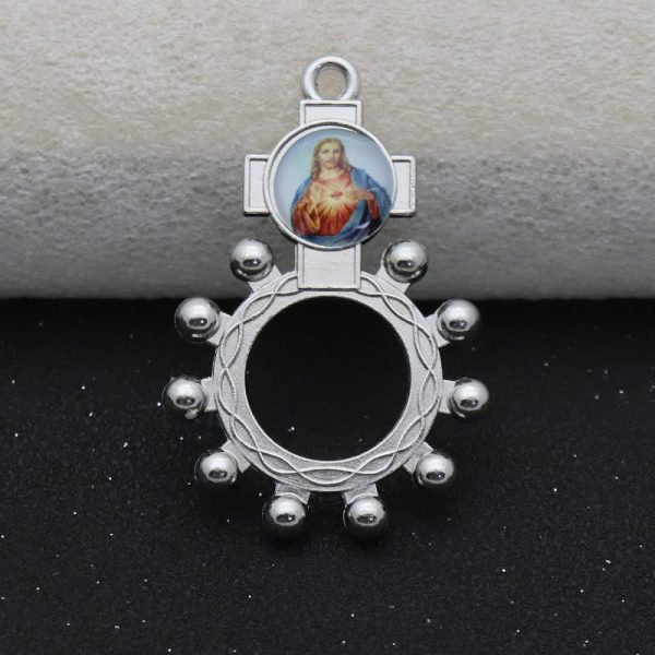 2pcs/set Immaculate Heart of Mary Holy Family Finger Decade Rosary Ring