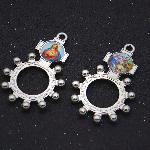 2pcs/set Immaculate Heart of Mary Holy Family Finger Decade Rosary Ring