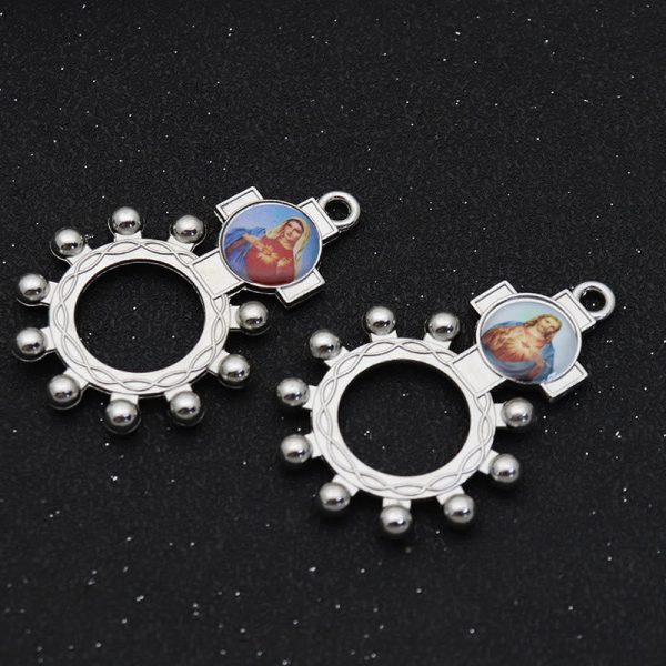 2pcs/set Immaculate Heart of Mary Holy Family Finger Decade Rosary Ring