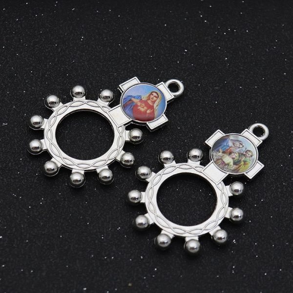 2pcs/set Immaculate Heart of Mary Holy Family Finger Decade Rosary Ring