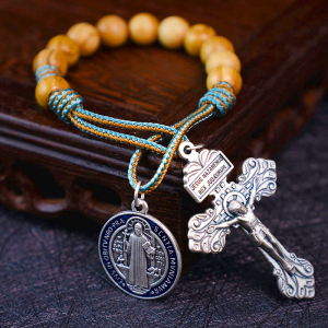 Olive Wood Saint Benedict Medal Decade Rosary