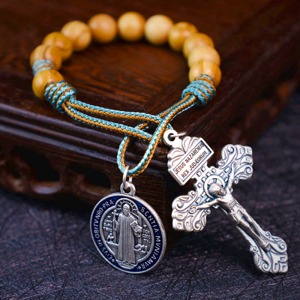Olive Wood Saint Benedict Medal Decade Rosary