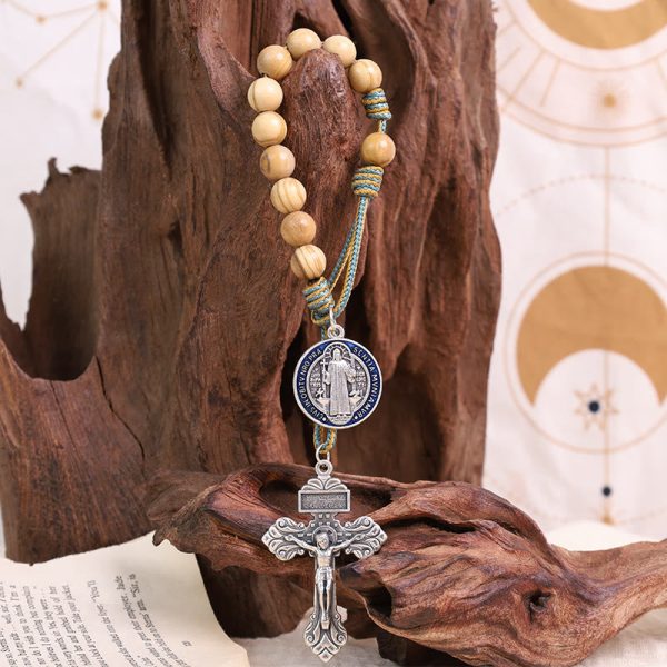 Olive Wood Saint Benedict Medal Decade Rosary