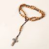 Miraculous Medal & St. Benedict Medal & Crucifix of 10 mm Round Brown Wood Nylon Cord Rosary