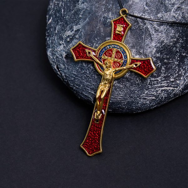 Christianartworkshop Classic Style Red/Blue Crafted Crucifix Big Size Pendant Necklace(5 color)