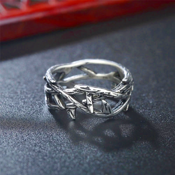 Crafted Retro Style Jesus Crown of Thorns Titanium Steel Ring