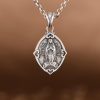 Retro Style Crafted Our Lady of Guadalupe Sterling Silver Pendant Necklace
