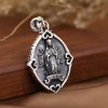 Retro Style Crafted Our Lady of Guadalupe Sterling Silver Pendant Necklace