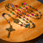 Our Lady of Fátima & Crucifix of 6 mm Round Multicolor Acrylic Alloy Chain Rosary