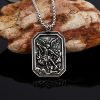 Classic Style St. Michael the Archangel Protection Stainless Steel Pendant Necklace