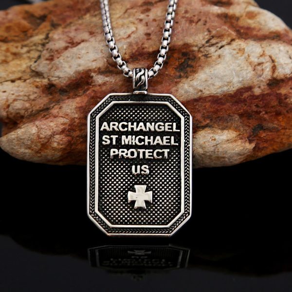 Classic Style St. Michael the Archangel Protection Stainless Steel Pendant Necklace