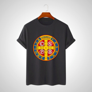 Christian Art Workshop Golden St. Benedict Medal T-Shirt