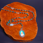 Miraculous Medal & Crucifix of 6 mm Round Green Malachite Alloy Chain Rosary