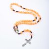 Christianartworkshop Our Lady of Guadalupe & Crucifix of 10 mm Round Orange Acrylic Nylon Cord Rosary