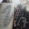 Holy Grail & Cross of 8 mm Round Multicolor Glass Alloy Chain Rosary