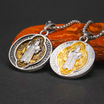 Classic Retro Style Crafted St. Benedict Sacred Protection Pendant Necklace