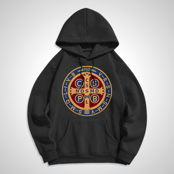 St. Benedict Protector Hoodie - Christian Art Workshop