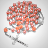 Madonna in Profile & Crucifix of 6 mm Rose Round Multicolor Pearl Alloy Chain Rosary(8 colors)