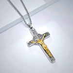 Classic Retro Style Crucifix St. Benedict Medal Protection Pendant Necklace