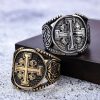 Christianartworkshop Classic Style Old Craft Jerusalem Cross Symbol Alloy Ring