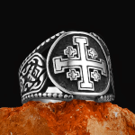 Classic Style Old Craft Jerusalem Cross Symbol Alloy Ring