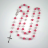 Our Lady of Guadalupe & Crucifix of 10 mm Round Pink White Polymer Clay Alloy Chain Rosary