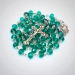 Madonna and Child & Crucifix of 6*8 mm Polyhedron Multicolor Glass Alloy Chain Rosary