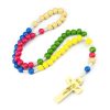 Crucifix of 7*8 mm Round Multicolor Wood Nylon Cord Rosary