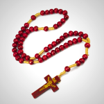 Crucifix of 7*8 mm Round Multicolor Wood Nylon Cord Rosary