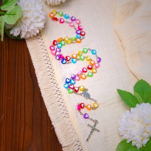 Rainbow Heart Colorful Rosary