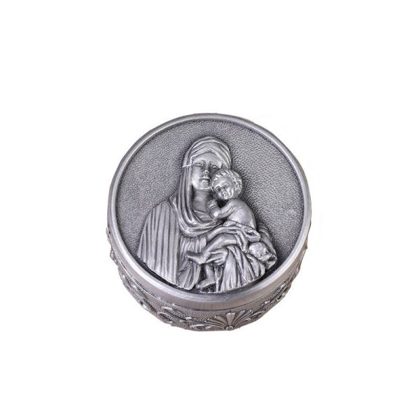 Classic Retro Style Crafted Madonna and Child Zinc Alloy Storage Box