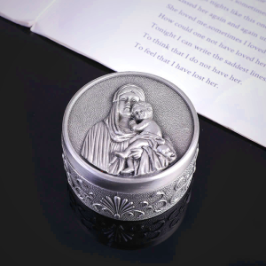 Classic Retro Style Crafted Madonna and Child Zinc Alloy Storage Box