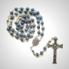 Miraculous Medal & Crucifix of 8 mm Round Blue Weathered Agate Alloy Chain Rosary