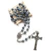 Miraculous Medal & Crucifix of 8 mm Round Blue Weathered Agate Alloy Chain Rosary
