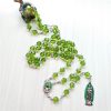 Saint Jude Thaddeus & Our Lady of Guadalupe of 8 mm Polyhedron Green Crystal Alloy Chain Rosary