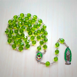Saint Jude Thaddeus & Our Lady of Guadalupe of 8 mm Polyhedron Green Crystal Alloy Chain Rosary