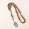 St. Benedict Medal & Pardon Crucifix of 10 mm Round Brown Wood Nylon Cord Rosary