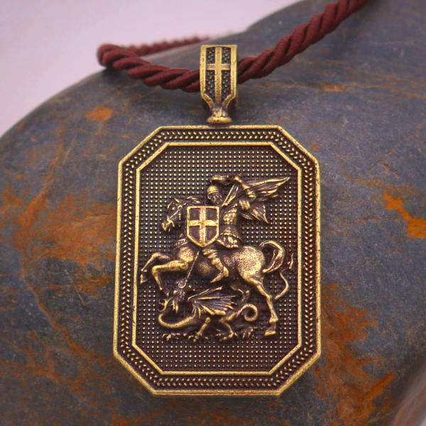 Saint George and the Dragon Pendant Necklace - Christian Jewelry