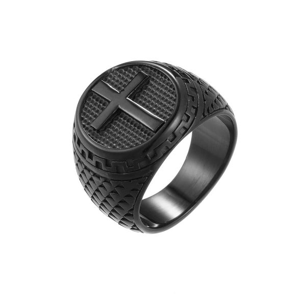 Crafted Classic Style Cross Sacred Protection Stainless Steel Ring