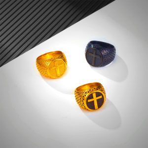 Crafted Classic Style Cross Sacred Protection Stainless Steel Ring
