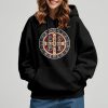 Christianartworkshop Classic Colored Style St. Benedict Protector Fleece Lined Polyester Hoodie