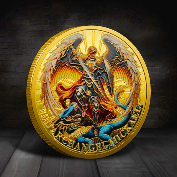 Classic Style Saint Michael the Archangel Psalm 91:10-11 Protection Strengthen Challenge Coin