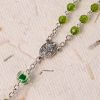 Assumption of Virgin Mary & Crucifix of 6 mm Polyhedron Green Crystal Alloy Chain Rosary