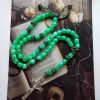 St. Benedict Crucifix of 12 mm Bucket Light Green Acrylic Paracord Rosary