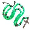 St. Benedict Crucifix of 12 mm Bucket Light Green Acrylic Paracord Rosary