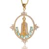 Christianartworkshop Modern Style Our Lady of Fatima Inlaided Devine Blessing Necklace